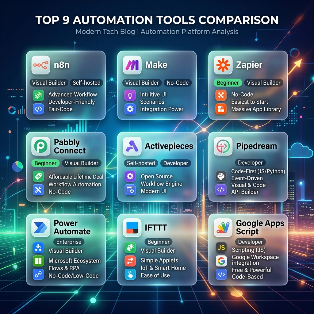 n8n vs Make vs Zapier and other workflow automation tools comparison